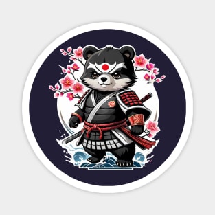 Japanese Samurai Bear Tattoo, Kawaii Ninja Bear Magnet